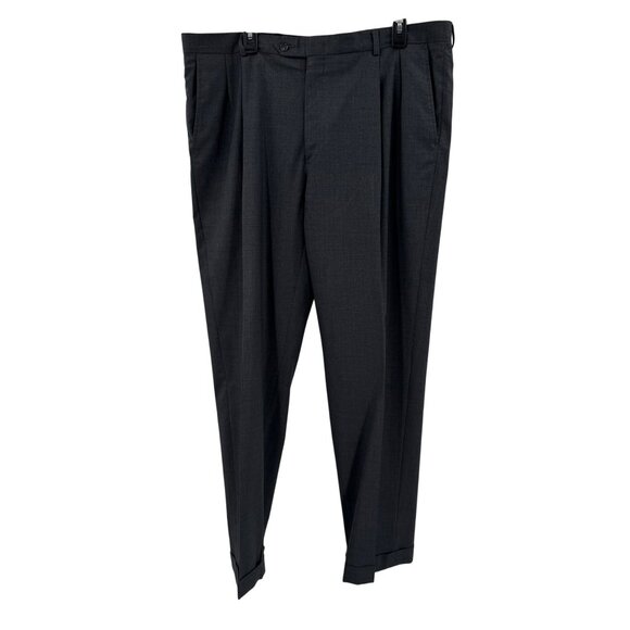 Hart Schaffner Marx Gray Pleated Dress Pants Mens Size 38 100% Wool - Picture 1 of 7